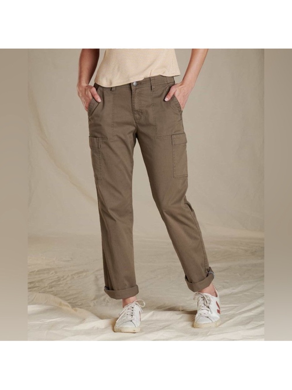Toad&Co Touchstone Camp Pant Women's Olive Straight-Leg Cargo Jeans